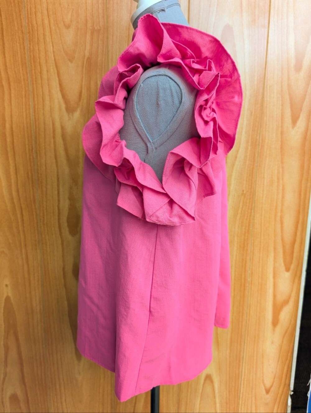 Entro Dawn of My Heart Hot Pink Ruffled Sleeve Flutter Top Blouse Small - Picture 4 of 12